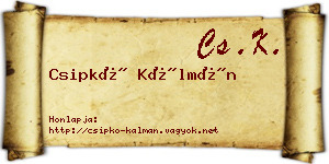 Csipkó Kálmán névjegykártya